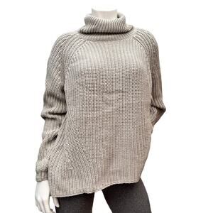 Goodthreads Women's Cotton Shaker Stitch Turtleneck Sweater Light Heather Size L